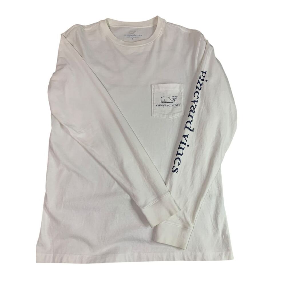 Size Small Vineyard Vines Mens White Long Sleeve Tshirt Single Pocket
